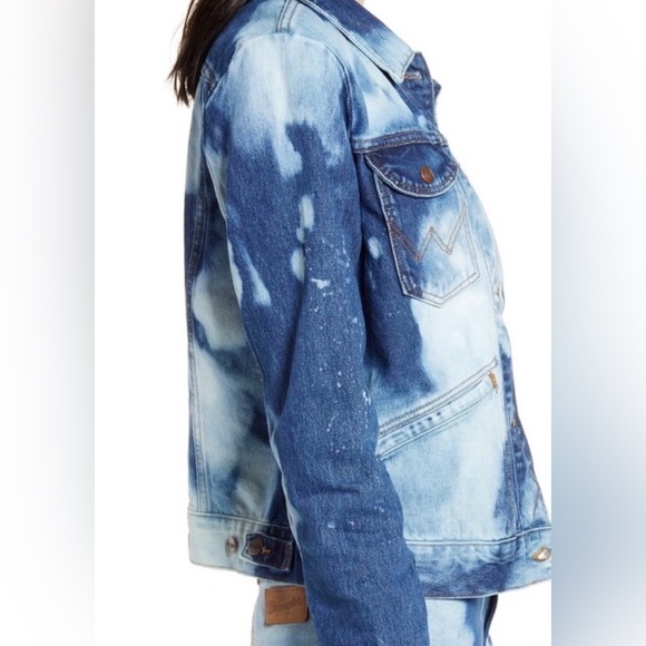 Wrangler Bleach Acid Wash Denim Jean Jacket Medium - Picture 14 of 14